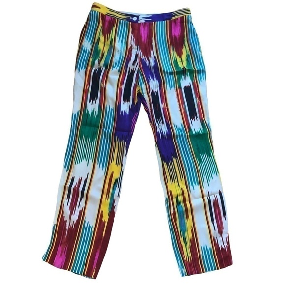 Etro Ikat-Print Ankle Pants, Pink/Multi Color Size 6 - Picture 3 of 13
